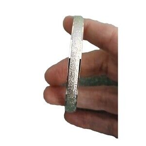 Vintage Monet Textured Brushed Silver Tone Bangle Bracelet 3" Minimalist